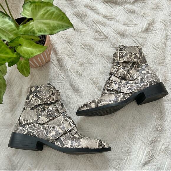 Steven by Steve Madden Harmon Snakeskin Triple Buckle Boots - Picture 2 of 11